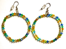 Load image into Gallery viewer, Multi-Color Blend Quartz Crystal Hoops