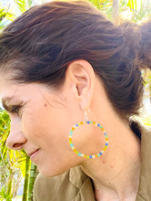 Load image into Gallery viewer, Multi-Color Blend Quartz Crystal Hoops