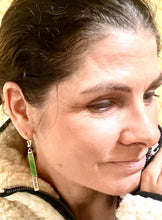 Load image into Gallery viewer, Inspiration Stone Bars With Gold- Green Aventurine- BRAVE Earrings