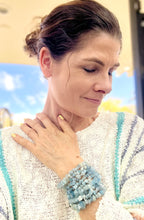 Load image into Gallery viewer, 5x Strands of Aquamarine Stones Double Wrap Power Bracelet