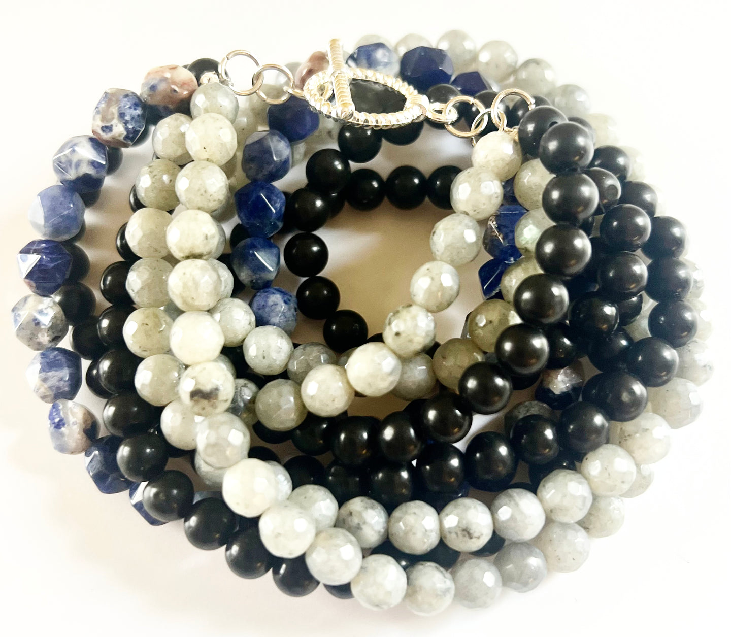 Black Onyx, Labradorite, Blue Sodalite double Wrap Power Bracelet