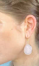 Load image into Gallery viewer, Pure Pink Rose Quartz Tear Drop Stones Earrings