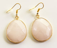 Load image into Gallery viewer, Pure Pink Rose Quartz Tear Drop Stones Earrings