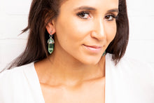 Load image into Gallery viewer, Whole Raw Green Quartz Crystal With Silver Bar Detail Earrings