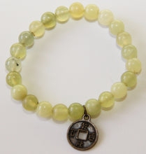 Load image into Gallery viewer, Light Jade Single Bracelet with Prosperity Coin
