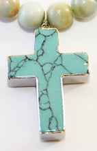 Load image into Gallery viewer, Unlock Your Potential Collection- Amazonite Stone & Turquoise Cross Necklace