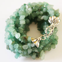 Load image into Gallery viewer, Light Green Agate stone Chips Double Wrap Cluster Bracelet