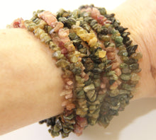 Load image into Gallery viewer, Double Wrap 5x strands of Watermelon Tourmaline Nuggets Power Bracelet
