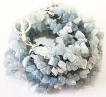 Load image into Gallery viewer, 5x Strands of Aquamarine Stones Double Wrap Power Bracelet