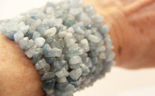 Load image into Gallery viewer, 5x Strands of Aquamarine Stones Double Wrap Power Bracelet