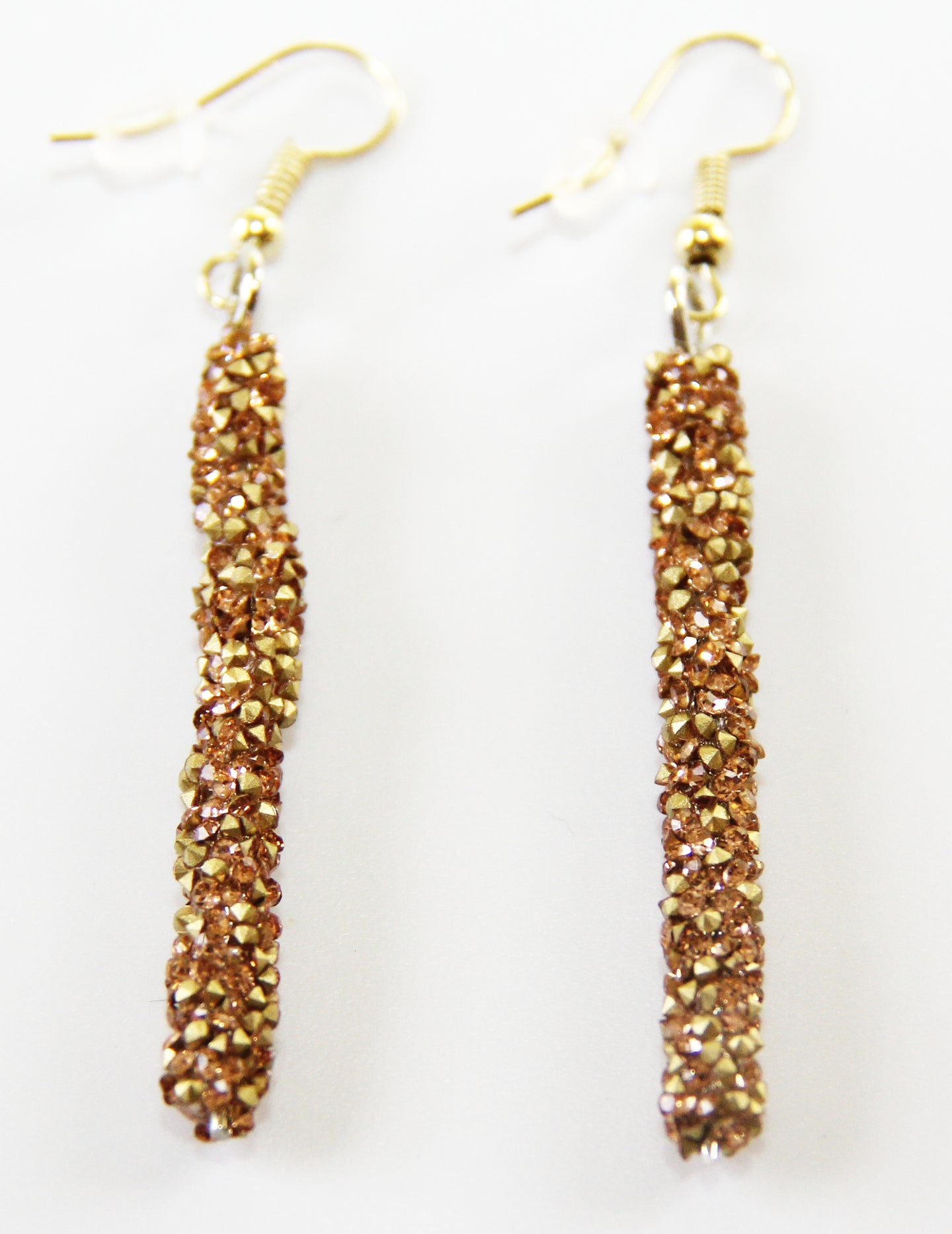 Long Quartz Crystal Glistening Wands- Gold Earrings