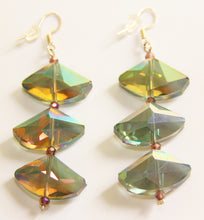 Load image into Gallery viewer, 3x Geometric Diamond Faceted Shaped Blue/Green/Purple Blend Crystals Earrings
