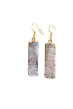 Load image into Gallery viewer, Long Natural Quartz Cluster w/ Gold Plated Trim Earrings
