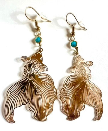 Filigree Koi Fish Pendants Earrings