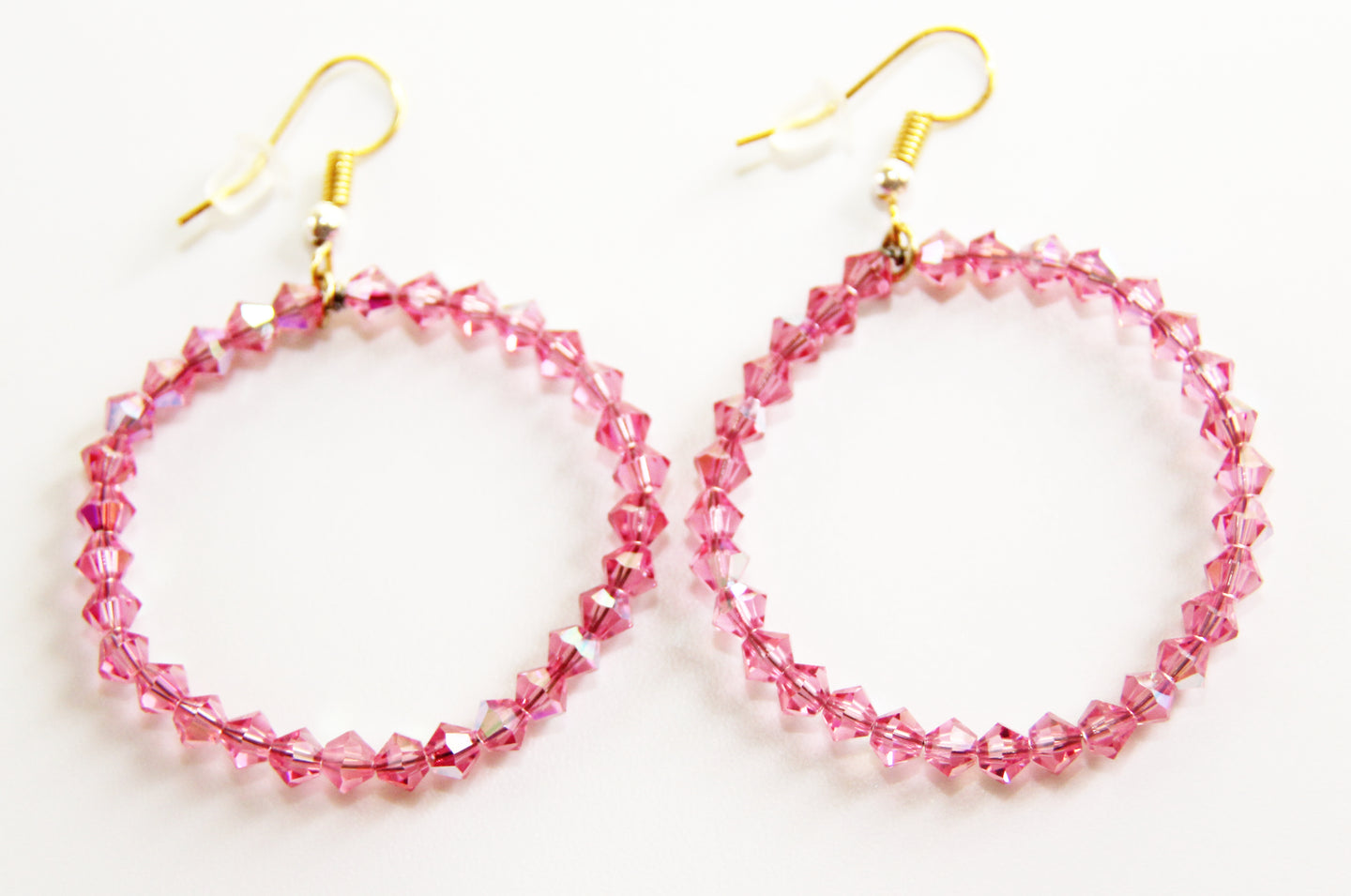 Bling Bling Crystal Hoops -Rose Pink Earrings