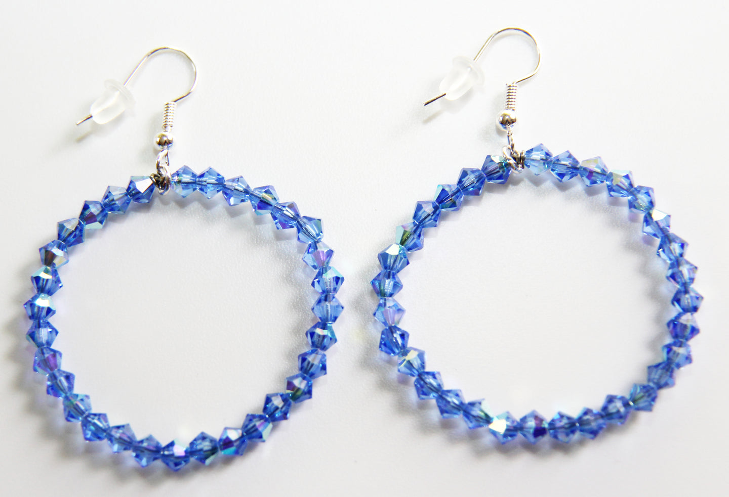 Bling Bling Crystal Hoops -Blue Sapphire Earrings