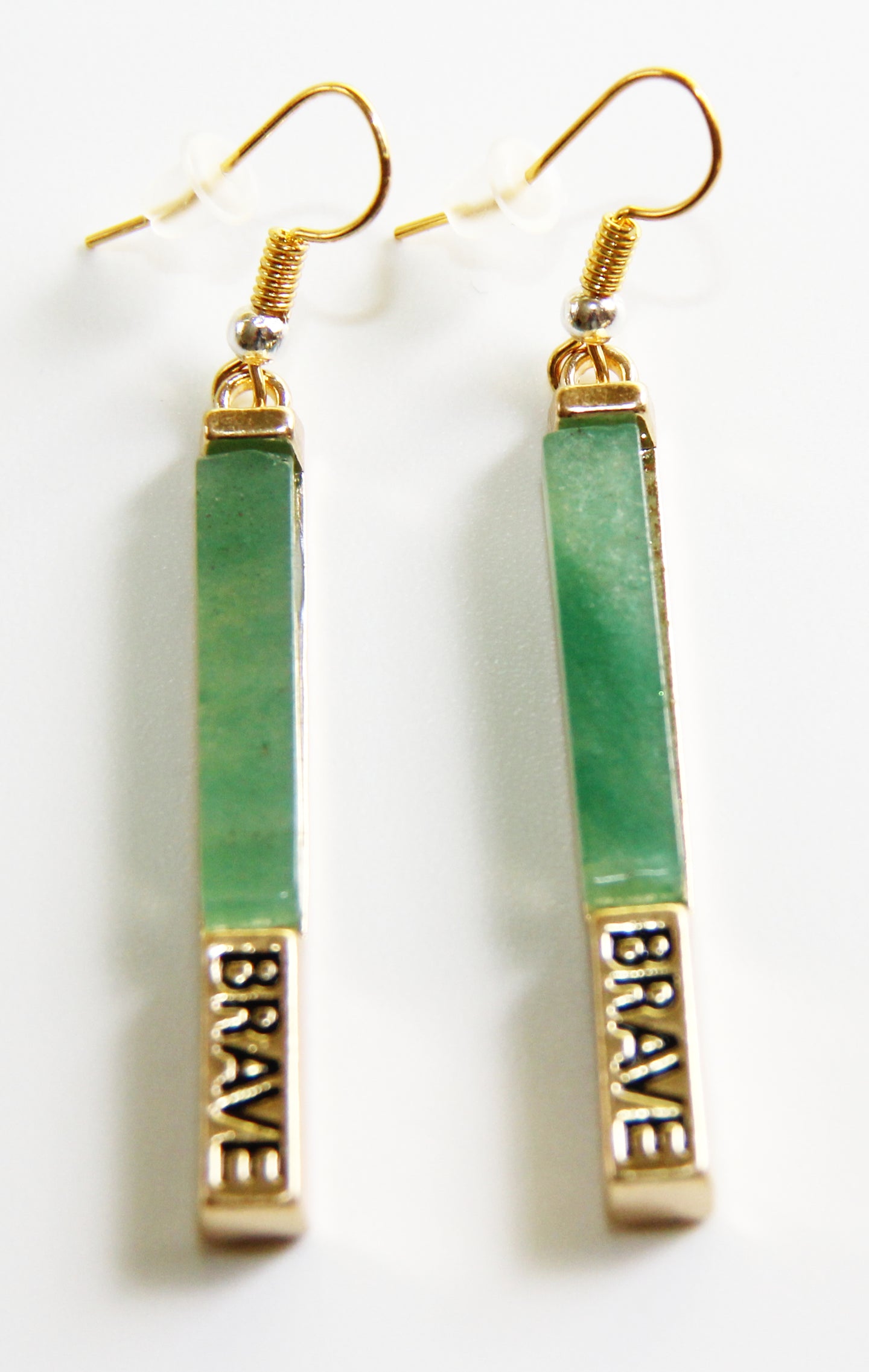 Inspiration Stone Bars With Gold- Green Aventurine- BRAVE Earrings
