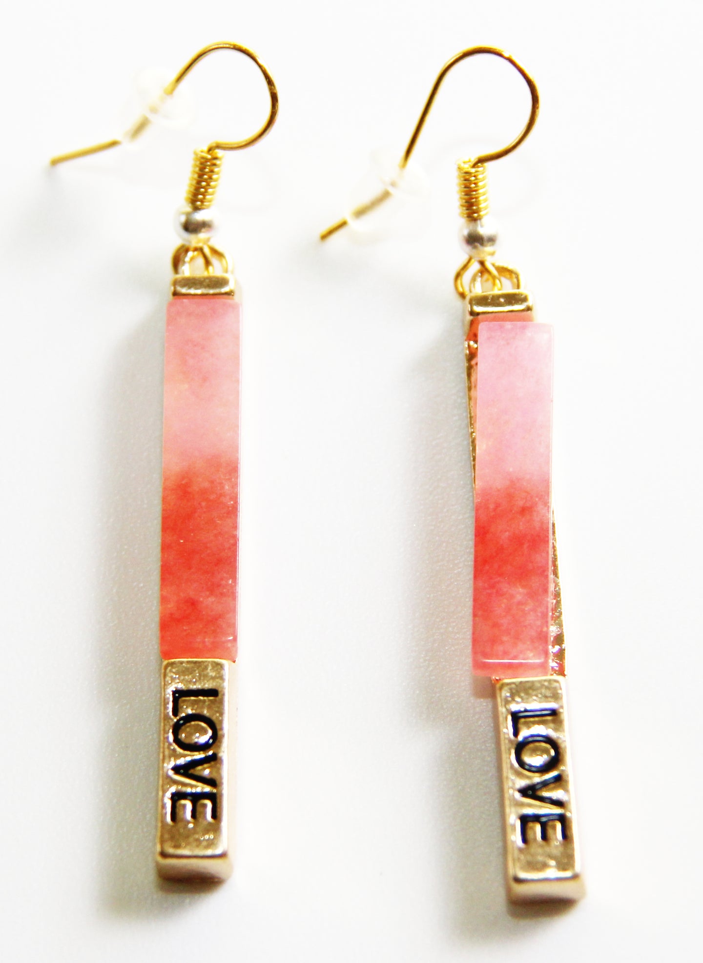 Inspiration Stone Bars With Gold- Pink Agate Stone-LOVE