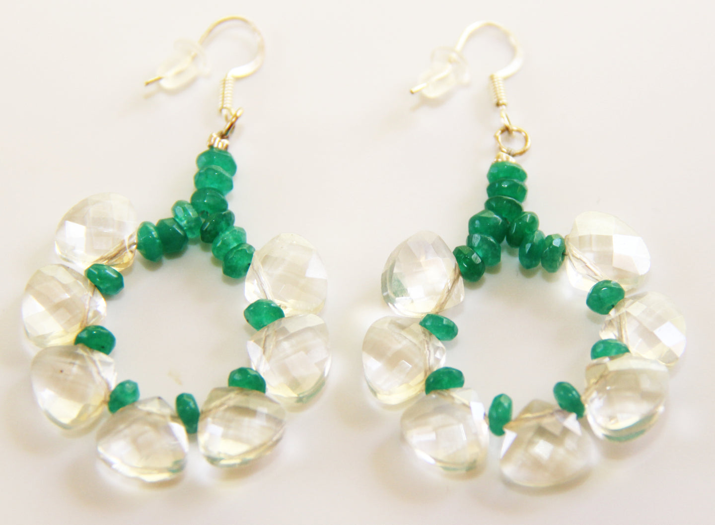 Faceted Crystal Hoops With Touch Of Green