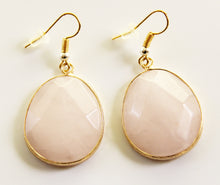Load image into Gallery viewer, Pure Pink Rose Quartz Tear Drop Stones Earrings

