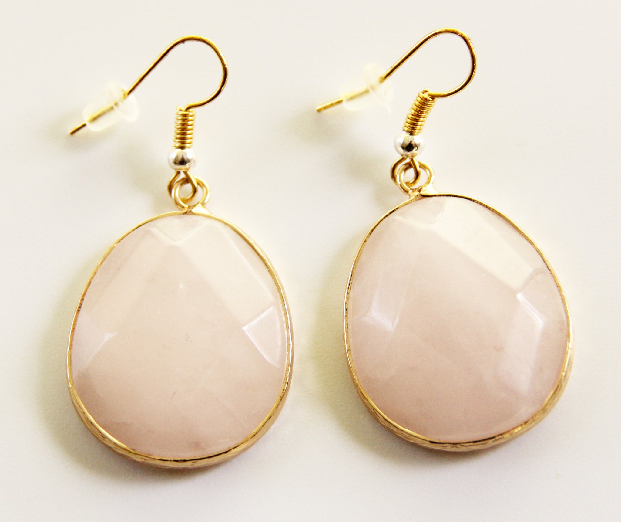 Pure Pink Rose Quartz Tear Drop Stones Earrings – Cristiana