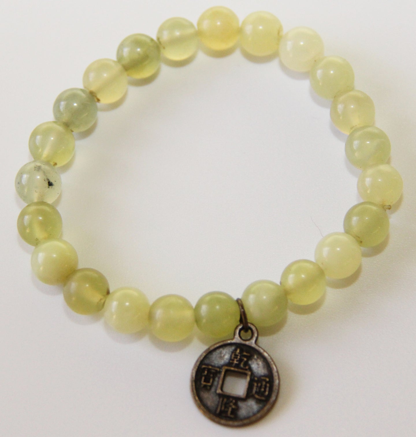 Light Jade Single Bracelet with Prosperity Coin
