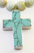 Load image into Gallery viewer, Unlock Your Potential Collection- Amazonite Stone &amp; Turquoise Cross Necklace
