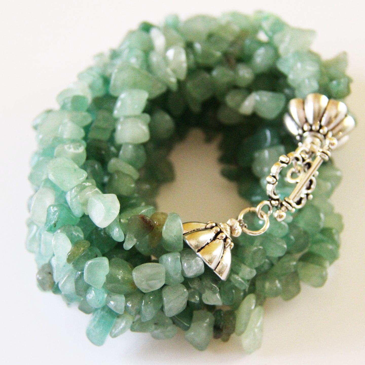 Light Green Agate stone Chips Double Wrap Cluster Bracelet