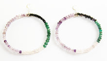 Load image into Gallery viewer, Be-Dazzled Multi Colored Quartz Crystals Hoops-Purple...
