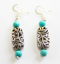 Load image into Gallery viewer, Sexy Cool Braised Silver Pewter &amp; Turquoise Earrings

