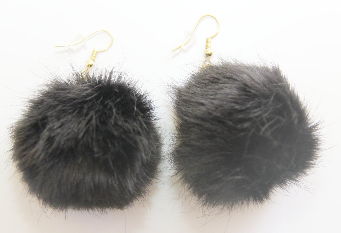 Fun Fuzzy Pom Poms- Black Earrings