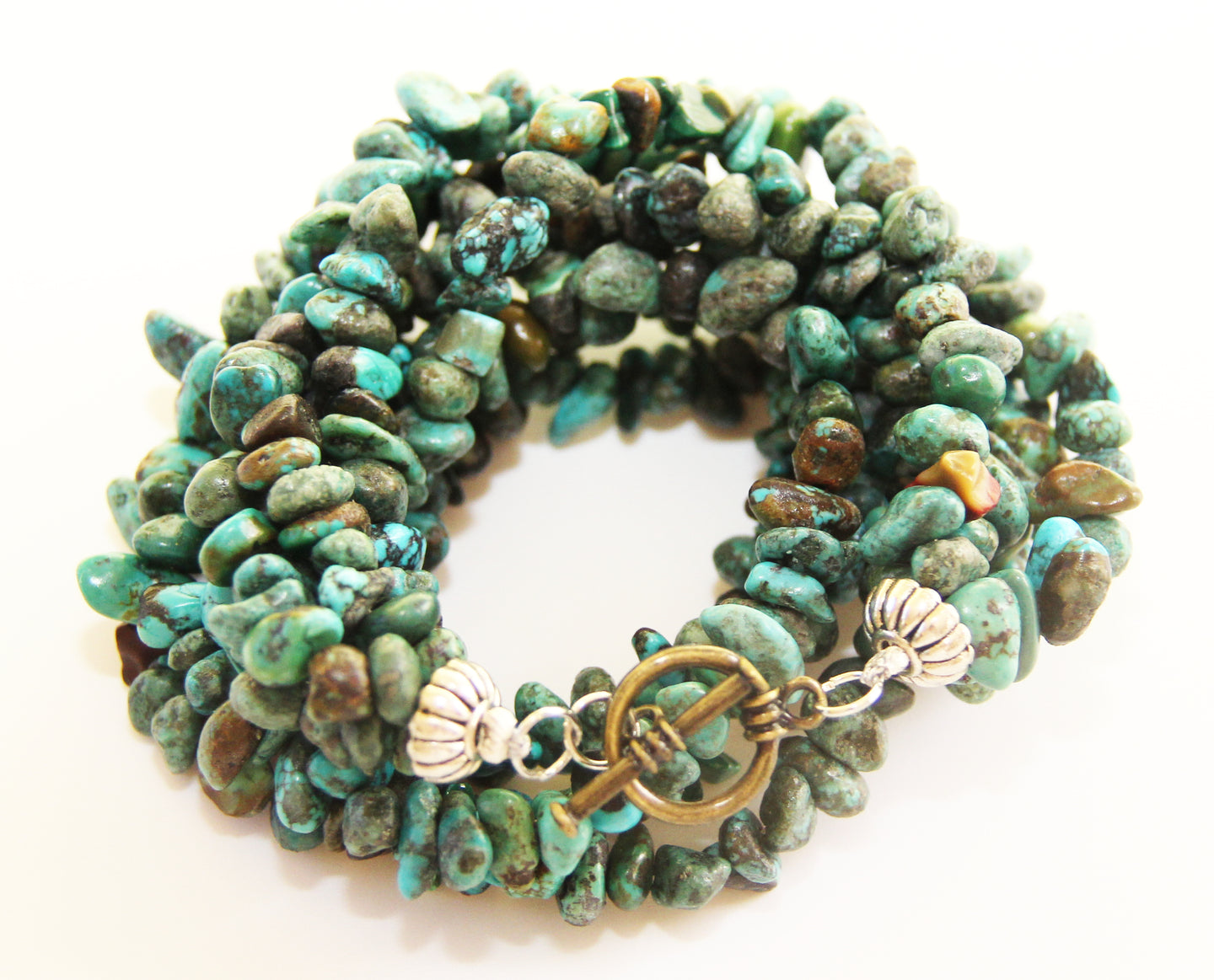 Genuine Chinese Turquoise Nuggets Double Wrap Power Bracelet
