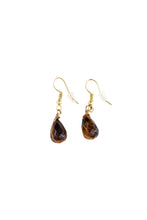 Load image into Gallery viewer, Tiny Faceted Yellow Tiger Eye Tear Drops Earrings.
